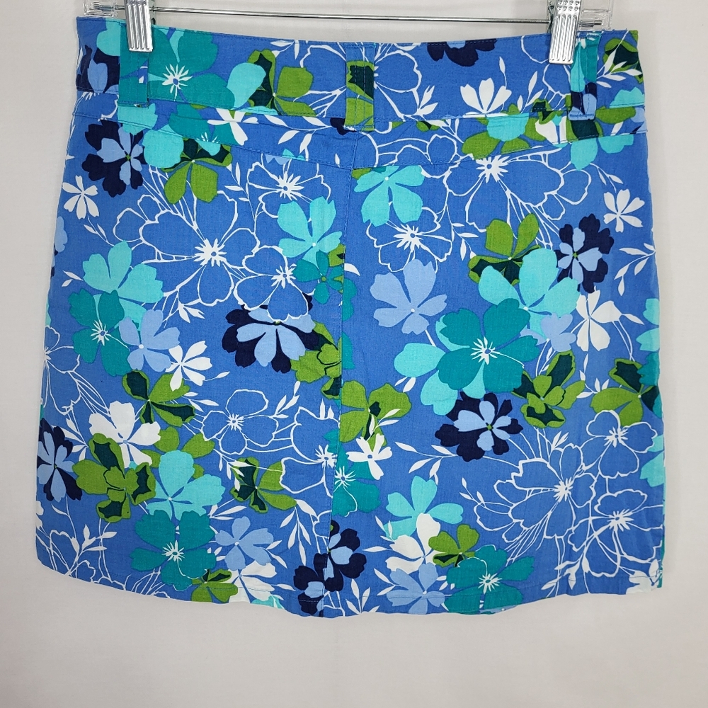 White Stag SKORT Womens Size 8 Blue Green Floral Stretch Pockets Skirt w Shorts - Picture 13 of 13